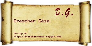 Drescher Géza névjegykártya